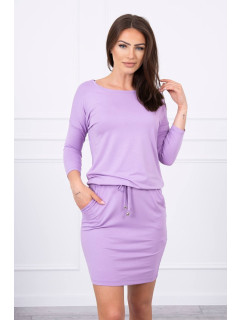 Viskózové šaty se zavazováním v pase fialové barvy