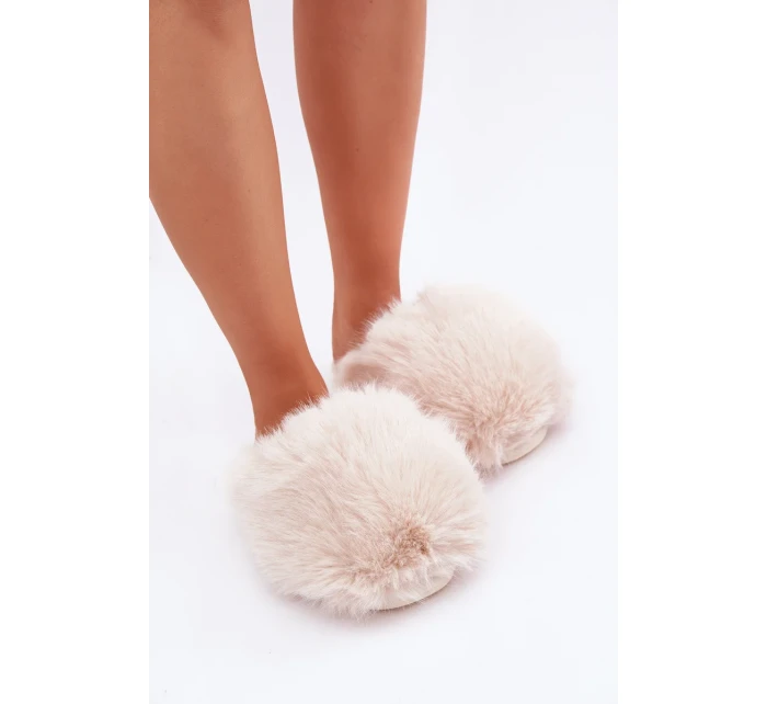 Futrzane Dámské Pantofle Světle béžové Wladisa Futrzane Dámské Pantofle Světle béžové Wladisa