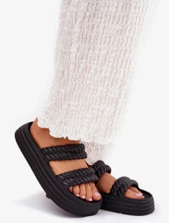 Dámské lehké pěnové pantofle na platformě S.Barski – černé