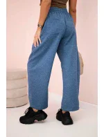 Máslové kalhoty zavazované v pase džínový melír Máslové kalhoty zavazované v pase džínový melír