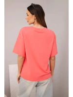 Dámská bavlněná basic halenka s krátkým rukávem malinová Dámská bavlněná basic halenka s krátkým rukávem malinová