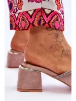 Semišové pantofle na vysokém podpatku model 21619099 Béžove - S.Barski Semišové pantofle na vysokém podpatku model 21619099 Béžove - S.Barski