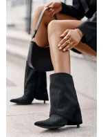 Dámské boty na podpatku se svrškem a  černé model 21670413 - Boto
