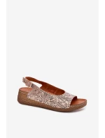 Kožené Dámské Sandály Na Klínku Maciejka L7069-04 Béžové