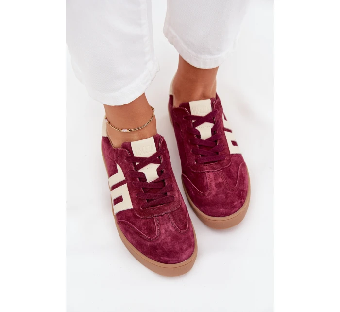 Dámské semišové sneakersy model 21704973 bordové - VINCEZA