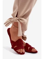 Plochké dámské pantofle s pásky bordové Pavelle