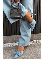 Dámské sandály na podpatku s mašlí Modré model 21997901 - Boto Dámské sandály na podpatku s mašlí Modré model 21997901 - Boto