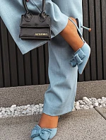 Dámské sandály na podpatku s mašlí Modré Hestia