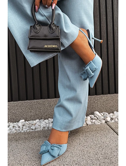 Dámské sandály na podpatku s mašlí Modré model 21997901 - Boto Dámské sandály na podpatku s mašlí Modré model 21997901 - Boto