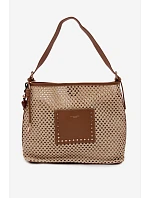 Beige kabelka s pleteným a přívěskem na léto model 22111684 - Flora&Co