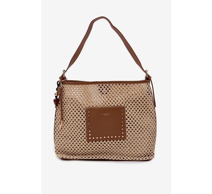 Beige kabelka s pleteným a přívěskem na léto model 22111684 - Flora&Co