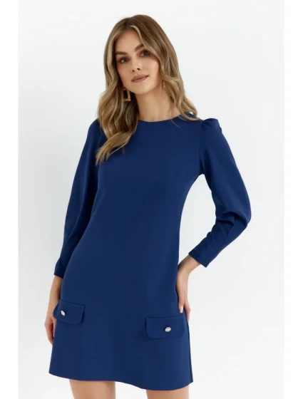 K148 Trapézové šaty - tmavě modré