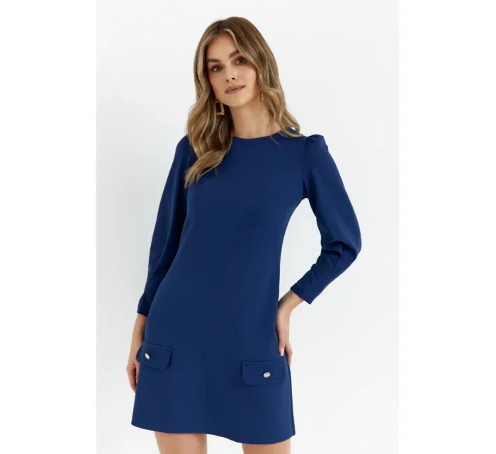 K148 Trapézové šaty - tmavě modré