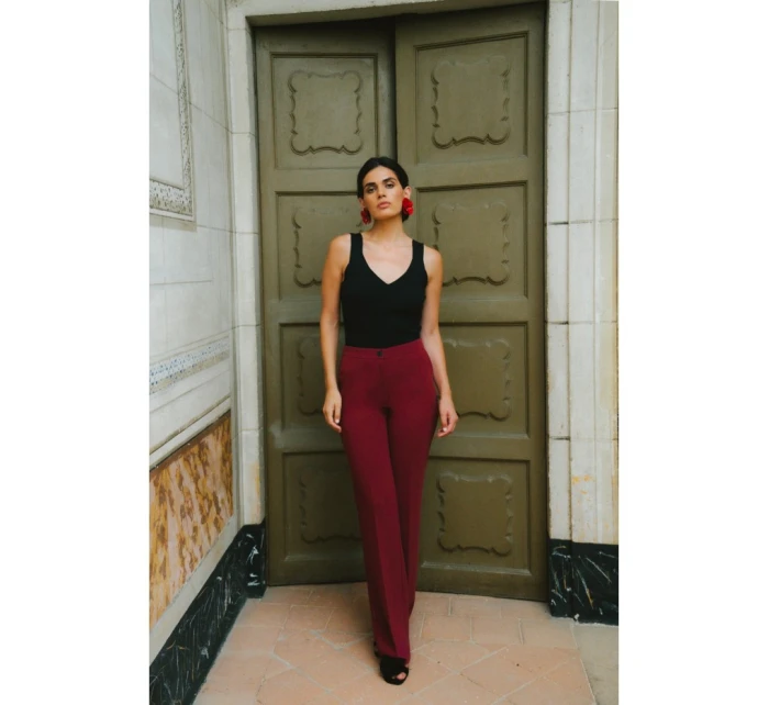 S418 Kalhoty s laclem - bordó