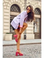 Módní sandály na vysokém podpatku s pásky Fuchsie model 21223608 - Kesi Módní sandály na vysokém podpatku s pásky Fuchsie model 21223608 - Kesi