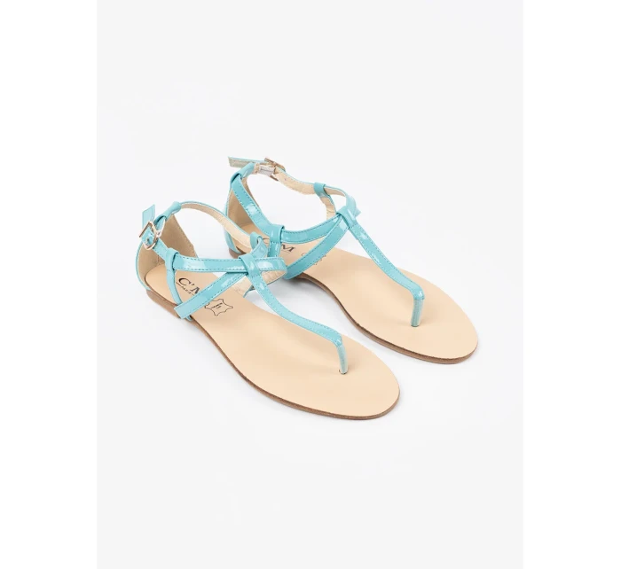 Výborné dámské modré sandály bez podpatku Výborné dámské modré sandály bez podpatku