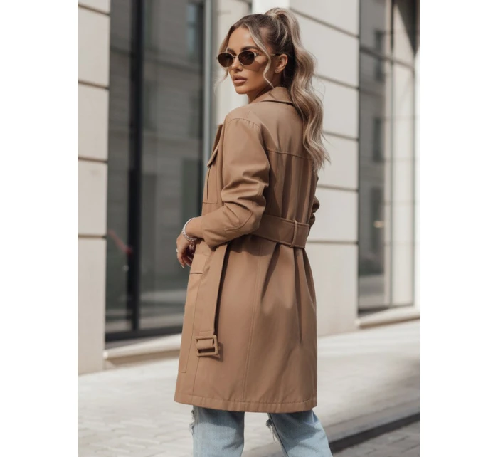 VERMONT dámský přechodový kabát s vázáním velbloudí barvy FashionStreet NY0580