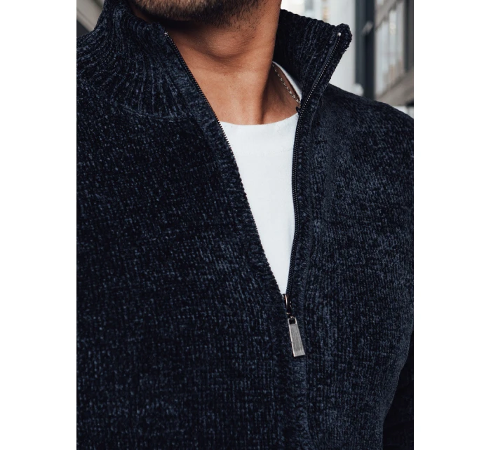 Pánský rozepínací tmavě modrý svetr FashionStreet WX2227 Pánský rozepínací tmavě modrý svetr FashionStreet WX2227