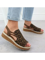 Dámské sandály na platformě s leopardím vzorem v béžové barvě Rieker 62741-90