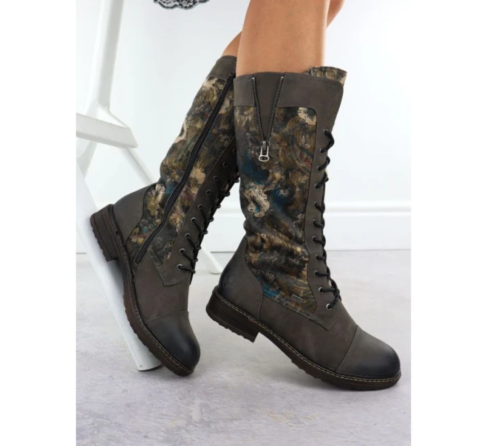 Dámské nepromokavé šněrovací boty šedé model 21905850 - Rieker Dámské nepromokavé šněrovací boty šedé model 21905850 - Rieker