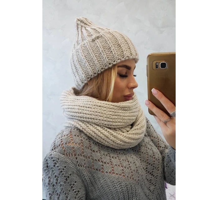 Dámská silná žebrovaná souprava P100 beige