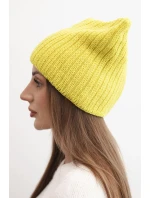 Dámská zimní čepice s vlnou v kočičím střihu z pruhované pleteniny K419 kiwi Dámská zimní čepice s vlnou v kočičím střihu z pruhované pleteniny K419 kiwi