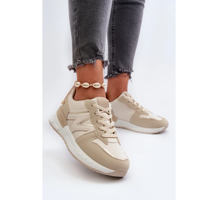 Dámské tenisky z ekokože béžové model 21657585 - Boto Dámské tenisky z ekokože béžové model 21657585 - Boto