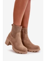 Dámské boty na podpatku se zipem eko semišové béžové Rashmi Dámské boty na podpatku se zipem eko semišové béžové Rashmi