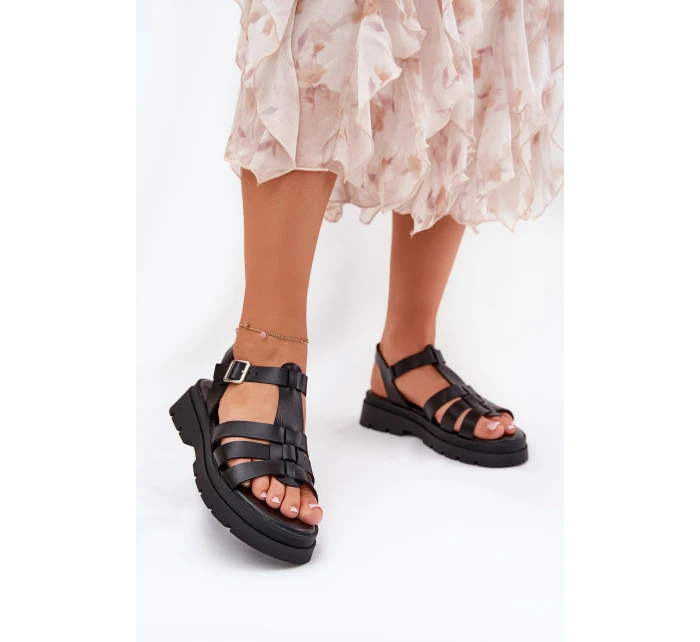 Eko kožené sandály dámské na platformě černé model 21688340 - Boto