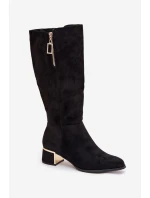 Dámské kozačky na podpatku s eko zamsy černé Lyvienne Dámské kozačky na podpatku s eko zamsy černé Lyvienne