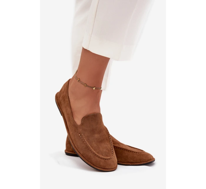 Dámské mokasíny z eko semiše ploché Camel Miryelle