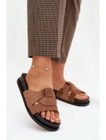 Dámské pantofle Eko semiš s pásky hnědé model 21918915 - Boto