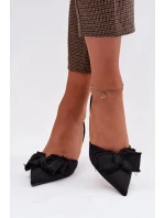 Dámské sandály na podpatku s mašlí Černé Hestia Dámské sandály na podpatku s mašlí Černé Hestia