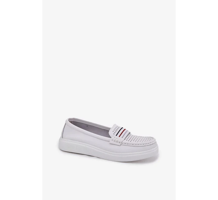 Dámské kožené mokasíny model 21834417 – bílé - Kesi