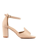 Luxusní dámské  sandály hnědé na širokém podpatku