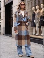 Płaszcz damski dwurzędowy z w niebieski model 22554729 - FashionStreet