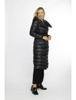 Černý prošívaný kabát s kapucí (AG1-J9069)
