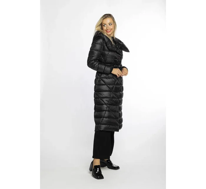 Černý prošívaný kabát s kapucí model 21247100 - Ann Gissy