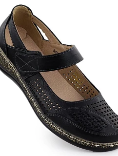 Dámské prolamované polobotky na suchý zip černé Unisoft 7026