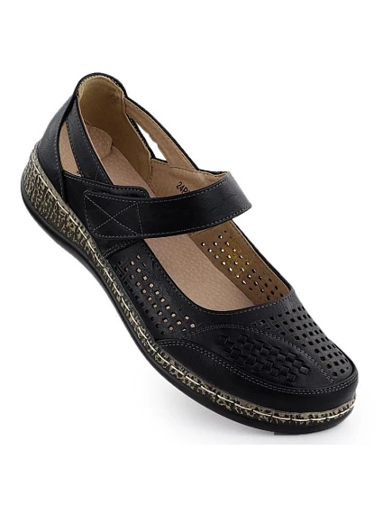 Dámské prolamované polobotky na suchý zip černé Unisoft 7026 Dámské prolamované polobotky na suchý zip černé Unisoft 7026