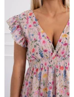 Květinové šaty s volánky pudrově růžové Květinové šaty s volánky pudrově růžové