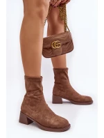 Dámské botky na nízkém podpatku hnědé model 21642131 - EVENTO Dámské botky na nízkém podpatku hnědé model 21642131 - EVENTO