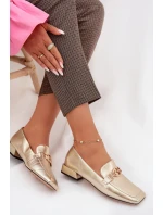 Kožené dámské mokasiny s ozdobným detailem model 22031810 zlaté - D&A