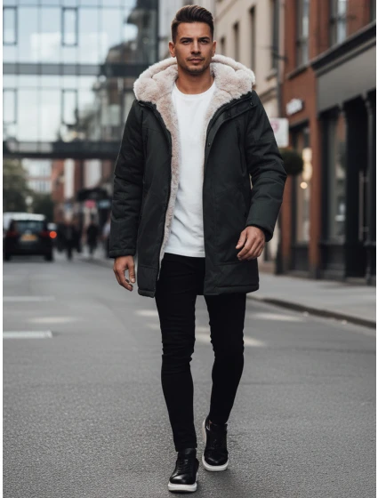 Pánská zimní bunda parka s kapucí zelená FashionStreet TX4966z