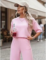 komplet damski z krótkim rękawem różowy model 22194545 - FashionStreet