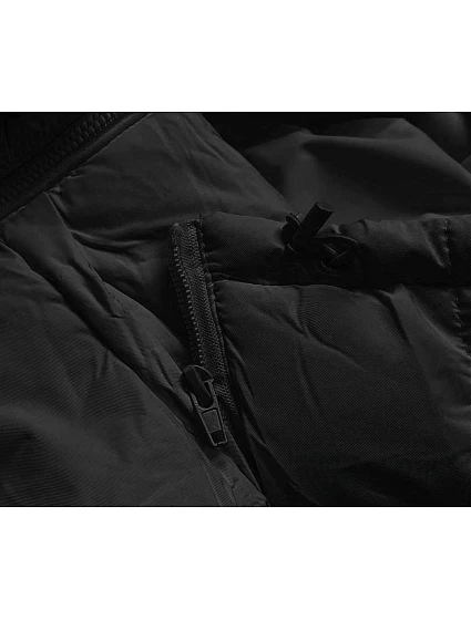 Černá dámská péřová vesta s kapucí model 17860138 - J.STYLE Černá dámská péřová vesta s kapucí model 17860138 - J.STYLE