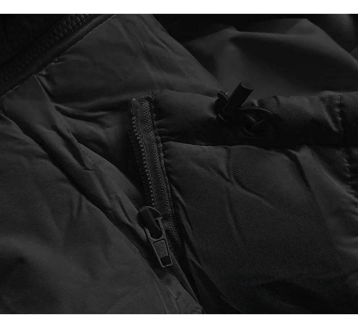 Černá dámská péřová vesta s kapucí (5M720-392)