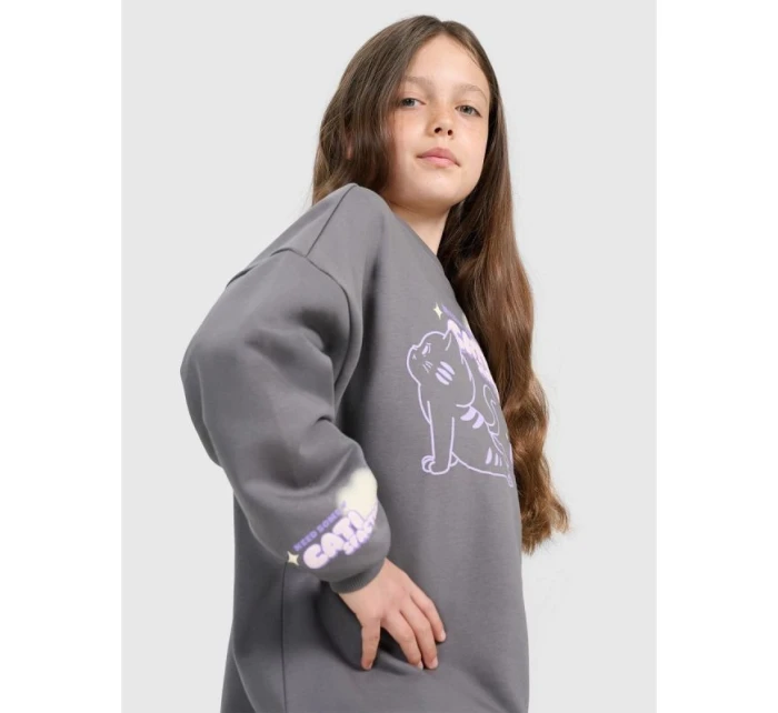 Dívčí mikina oversize bez kapuce 4F 4FJRAW25TSWSF2438-22S Dívčí mikina oversize bez kapuce 4F 4FJRAW25TSWSF2438-22S