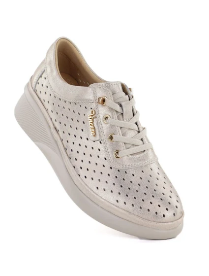 Dámské kožené polobotky na zlaté platformě model 22021909 - VINCEZA