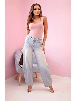 Dámská halenka na ramínka s výstřihem tmavě růžová